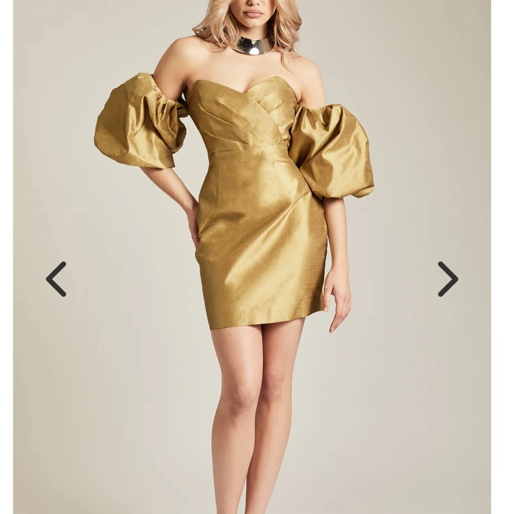 Off Shoulder Gold Cocktail Dress✨